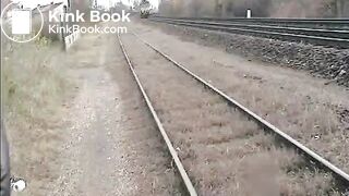 Shitting and pissing on a train track, ScatKings.com Scat Porn 23 ScatKings.com Scat Porn